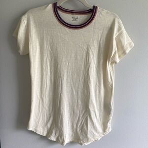 MADEWELL Cream  T-shirt With Colourful Collar Size XS